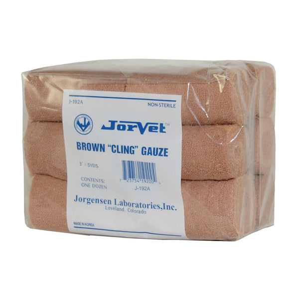 Gauze Cling 3in. Roll Brown 12 Pack
